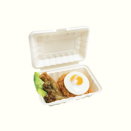 Econtainer B007 600ml Reinforced Sugarcane Bagasse Take-Out Box Compostable and Eco-friendly Food Packaging [50 pcs.]