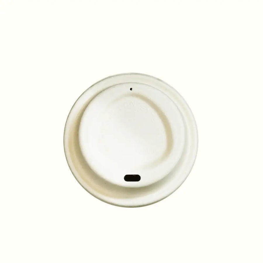 Econtainer FC08 Sugarcane Bagasse Coffee Cup Lid with Sip Hole Compostable and Eco-friendly Food Packaging [50 pcs.]