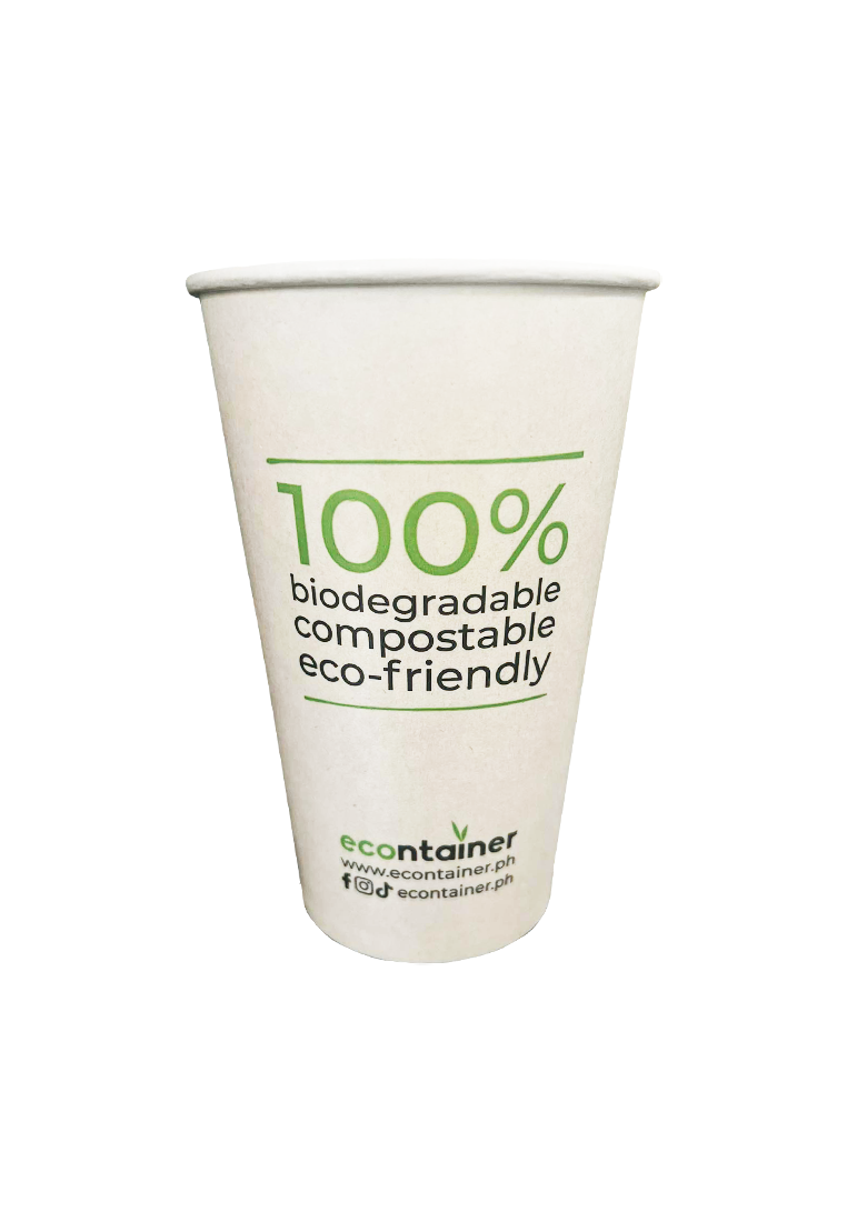 Econtainer C008-4 16oz Sugarcane Bagasse Cold Cup with Big Print Compostable and Eco-friendly Food Packaging [50 pcs.]