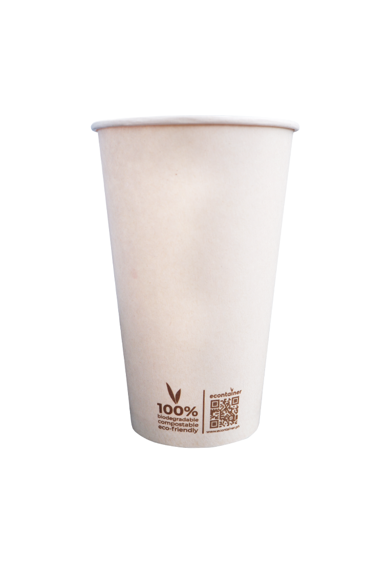 Econtainer C008 16oz Sugarcane Bagasse Cold Cup with Small Print Compostable and Eco-friendly Food Packaging [50 pcs.]