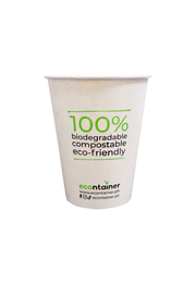 Econtainer C006-2 9oz Sugarcane Bagasse Coffee Cup with Big Print Compostable and Eco-friendly Food Packaging [50 pcs.]