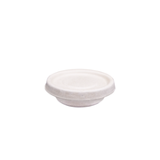 Econtainer F050 1oz (with Lid) Sugarcane Bagasse Sauce Cup Compostable and Eco-friendly Food Packaging [50 pcs.]