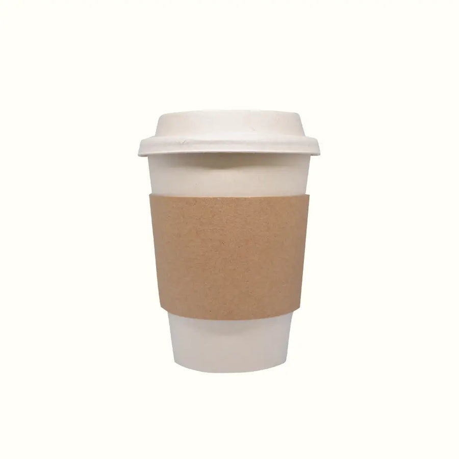 Econtainer CS01 Kraft Paper Cup Sleeve Compostable and Eco-friendly Food Packaging [100 pcs.]