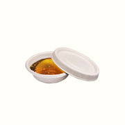 Econtainer F050 1oz (with Lid) Sugarcane Bagasse Sauce Cup Compostable and Eco-friendly Food Packaging [50 pcs.]
