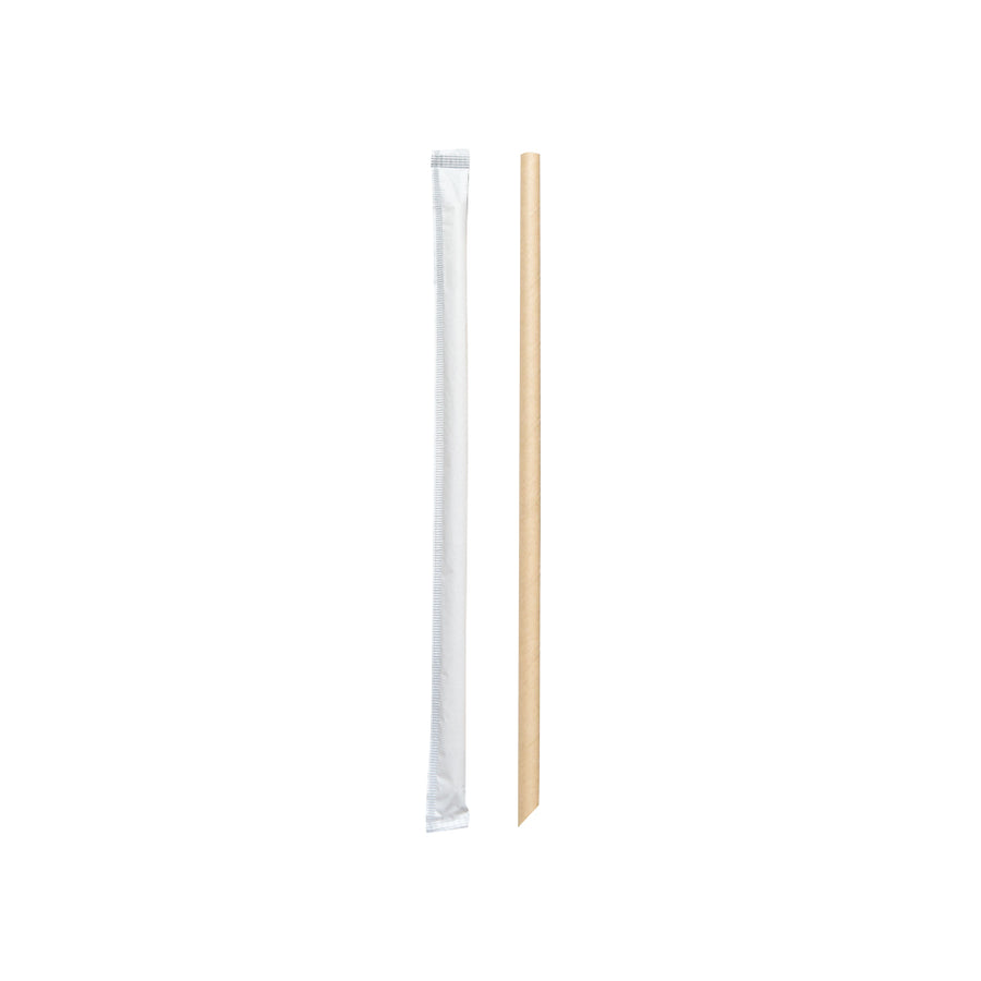 Econtainer ST06 210mm Sugarcane Bagasse Individually Wrapped Angled Bottom Straw Compostable and Eco-friendly [100 pcs.]