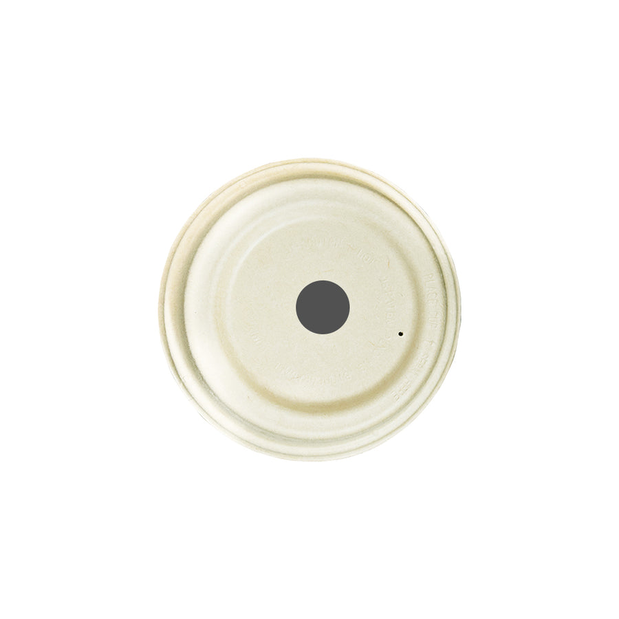 Econtainer FC07 Sugarcane Bagasse Cup Lid with Straw Hole Compostable and Eco-friendly [50 pcs.]