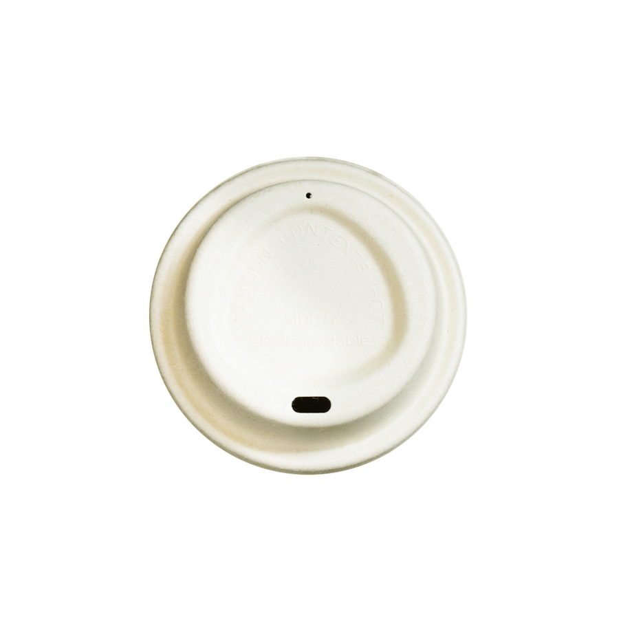 Econtainer FC08 Sugarcane Bagasse Coffee Cup Lid with Sip Hole Compostable and Eco-friendly Food Packaging [50 pcs.]