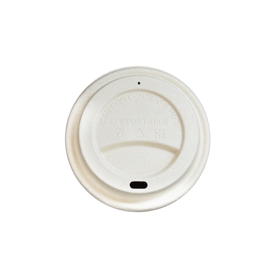 Econtainer FC03 Sugarcane Bagasse Coffee Cup Lid with Sip Hole Compostable and Eco-friendly Food Packaging [50 pcs.]