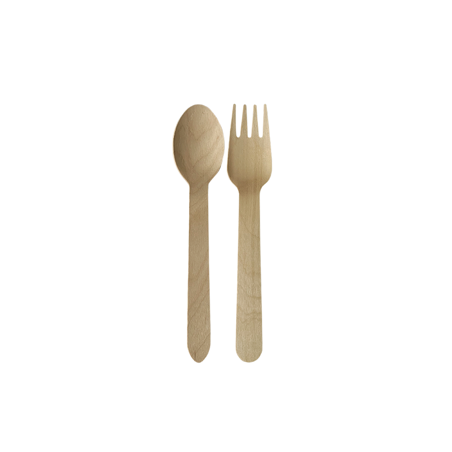 Econtainer U501 Birchwood Cutlery Set without Knife Compostable and Eco-friendly [50 pcs.]