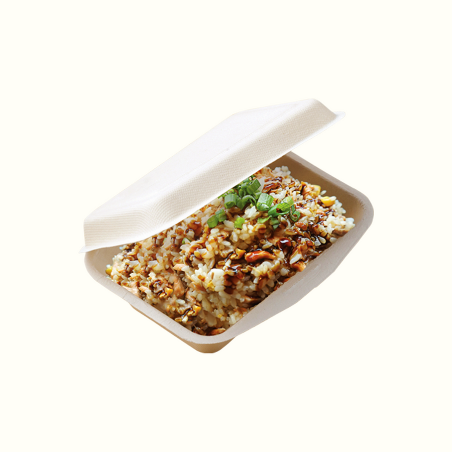 disposable take-out box 600ml with rice meal