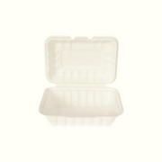 Econtainer B007 600ml Reinforced Sugarcane Bagasse Take-Out Box Compostable and Eco-friendly Food Packaging [50 pcs.]