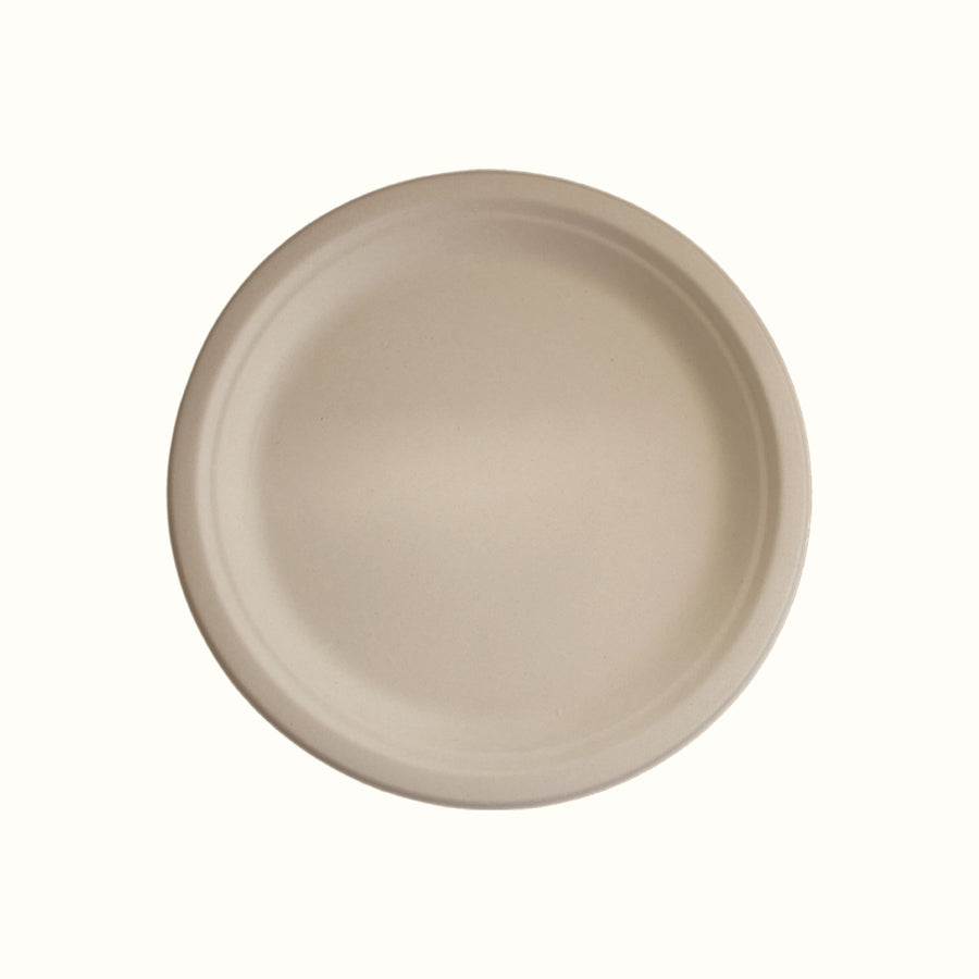 Econtainer P005 10inch Sugarcane Bagasse Plate Compostable and Eco-friendly [50 pcs.]