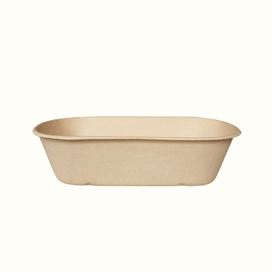 Econtainer T001 1000ml Sugarcane Bagasse Oval Tray Compostable and Eco-friendly Food Packaging [50 pcs.]
