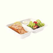 Econtainer T300 700ml Sugarcane Bagasse 3-compartment Rectangular Tray Compostable and Eco-friendly Food Packaging [50 pcs.]