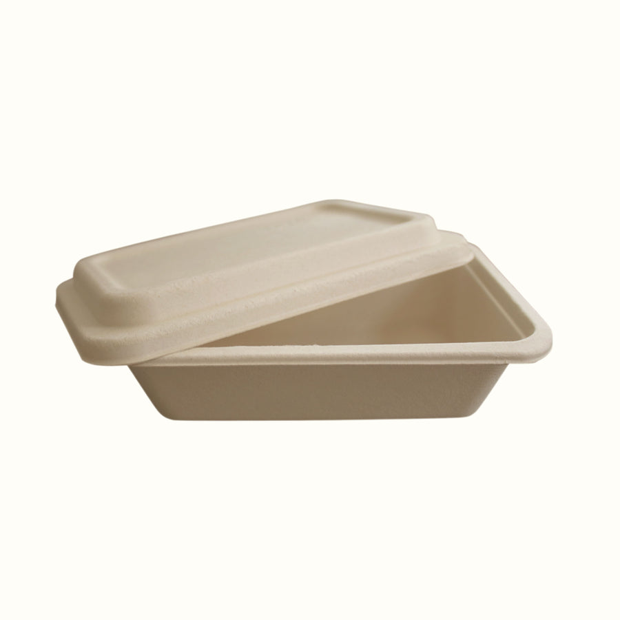 Econtainer T750 750ml Sugarcane Bagasse Rectangular Tray Compostable and Eco-friendly Food Packaging [50 pcs.]