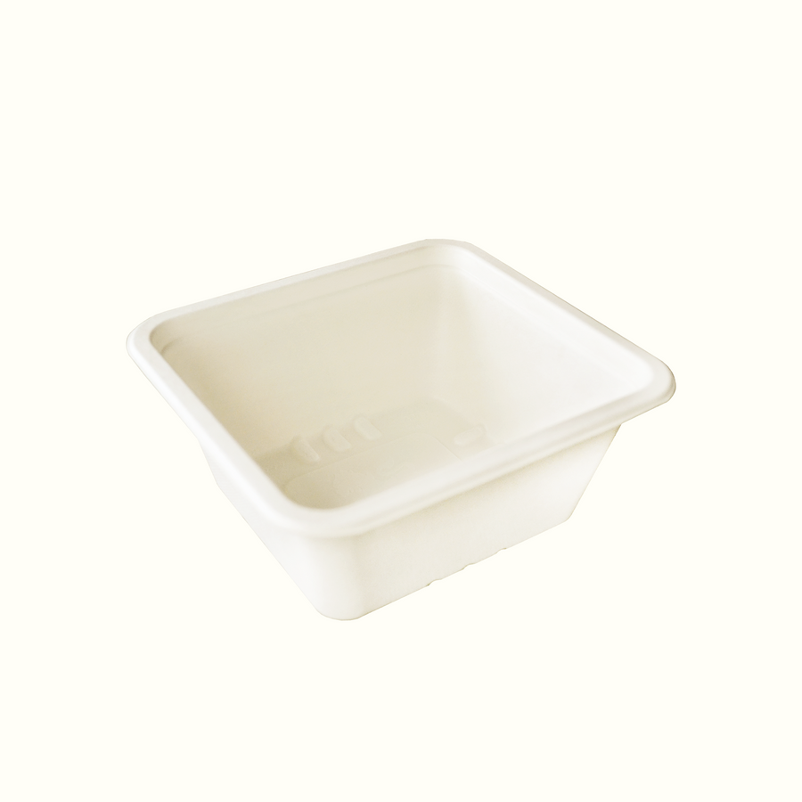 Econtainer T911 940ml Sugarcane Bagasse Square Tray Compostable and Eco-friendly Food Packaging [50 pcs.]