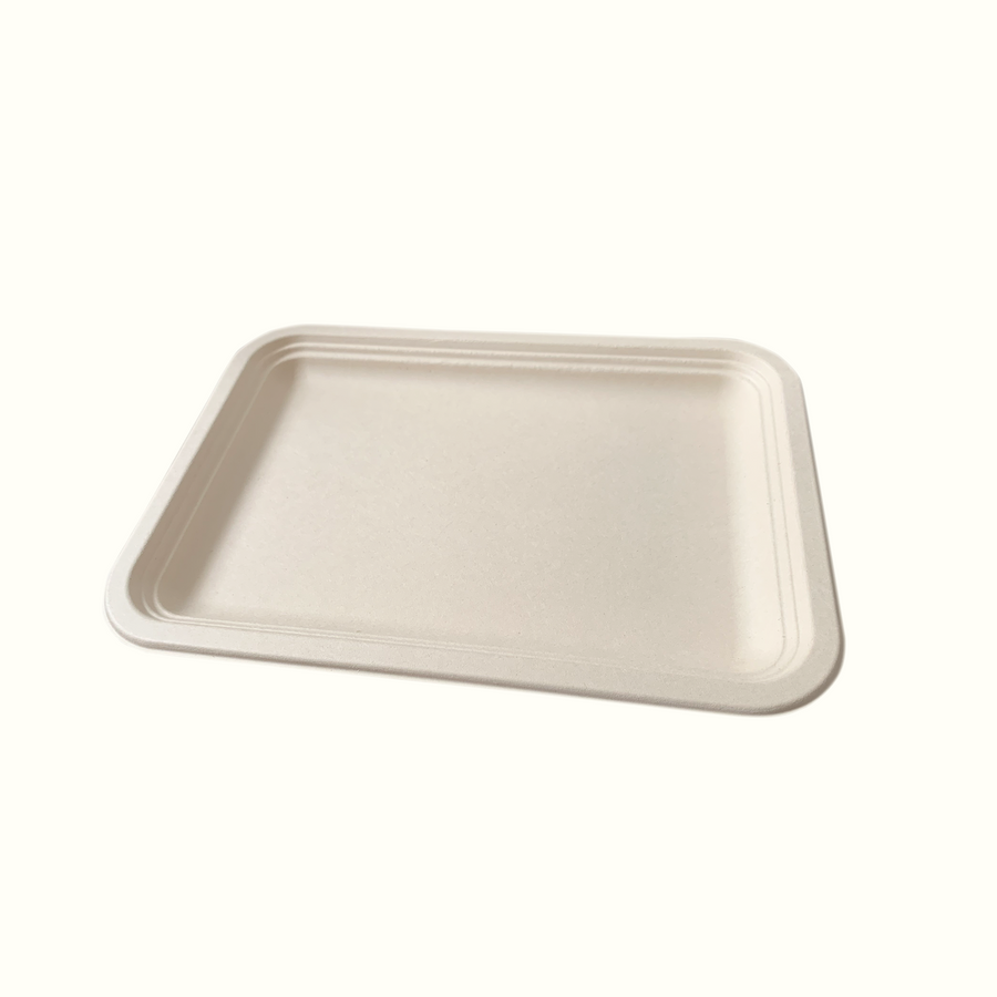 Econtainer TR15 Sugarcane Bagasse Rectangular Serving Tray Compostable and Eco-friendly [50 pcs.]