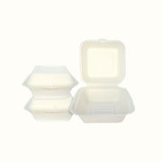 Econtainer B003 600ml Square Sugarcane Bagasse Take-out box Compostable and Eco-friendly Food Packaging [50 pcs.]